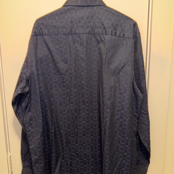 Bugatchi Men’s Large Shaped Fit Dark Navy/Blue Geometric Shapes Dress Shirt - Picture 5 of 12